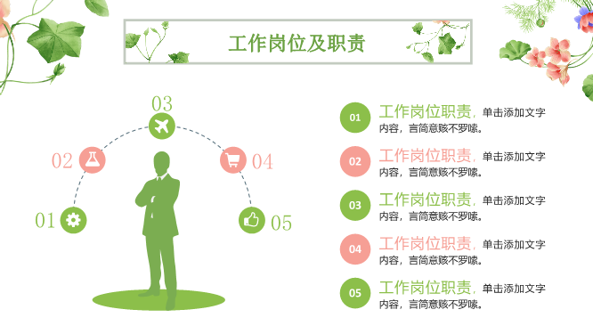 花朵绿叶竞聘模板
